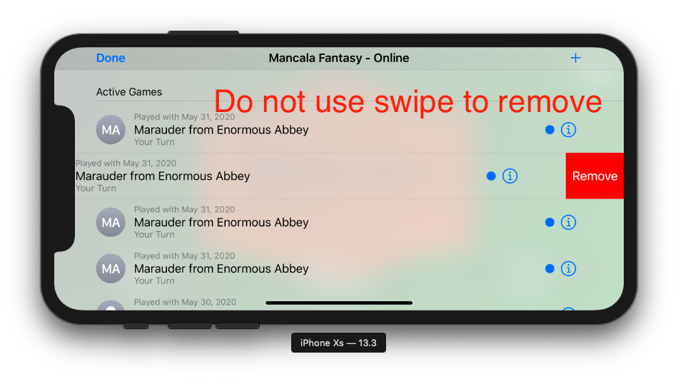 Do not swipe to remove