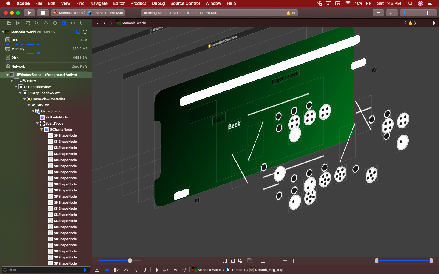 game board angled leftward